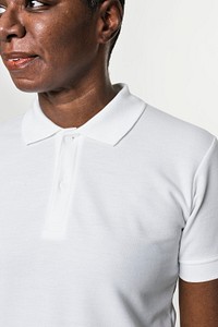 White polo shirt mockup psd women’s apparel