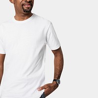 White t-shirt mockup psd on African American man 