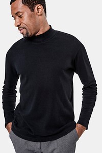 Long sleeve turtleneck t-shirt mockup psd men’s apparel 