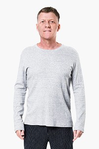 Long sleeve t-shirt mockup psd on senior man