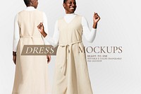 Editable dress mockup psd on beautiful African American woman 