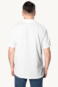 White polo shirt mockup psd men&rsquo;s apparel rear view