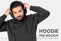 Editable hoodie mockup psd template for menswear ad 