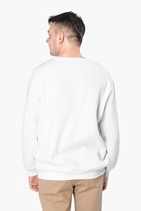 White sweater mockup psd menswear rear view
