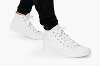 White high-top sneaker mockup psd