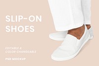 Editable mature shoes mockup psd slip-on basic apparel ad