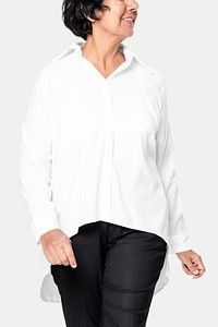 Women’s white shirt psd mockup business fashion