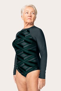 Green surfing swimsuit mockup psd mature and size inclusive summer fashion