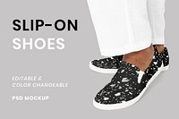 Editable mature shoes mockup psd slip-on basic apparel ad