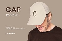 Editable baseball cap mockup psd color changeable apparel ad