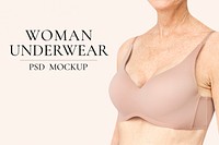 Editable women’s underwear mockup psd for mature inclusive apparel ad