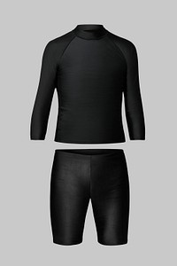 Rash guard swimsuit mockup psd in black men’s summer apparel