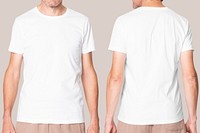 Men&rsquo;s white t-shirt psd mockup for apparel ad