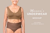 Editable women’s underwear mockup psd for size inclusive apparel ad