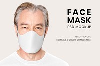 Face mask mockup psd for the new normal senior apparel ad