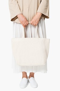 Beige canvas tote bag with design space