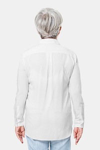 Women’s white shirt psd mockup business fashion rear view