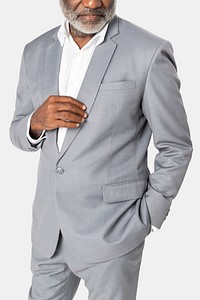 African American businessman in gray suit studio portrait