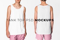 Editable tank top psd mockup template basic youth apparel ad