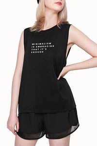 Black tank top psd mockup teen’s apparel studio shoot