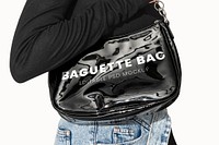 Editable baguette bag mockup psd template stylish fashion ad