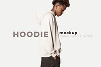 Editable hoodie mockup psd template for street fashion ad