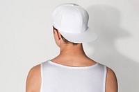 White snapback cap psd mockup street teen’s fashion shoot