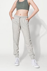 Gray sweatpants psd mockup for sportswear apparel shoot