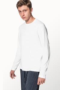 Basic white sweater psd mockup for winter youth apparel shoot