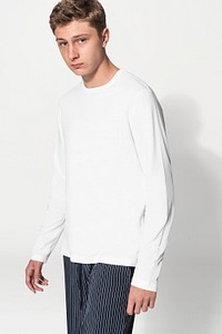 Basic white sweater psd mockup for winter youth apparel shoot