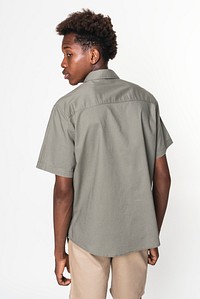 Basic gray shirt for boys&rsquo; youth apparel studio shoot
