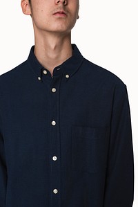Basic dark blue shirt for boys&rsquo; teen&rsquo;s apparel studio shoot