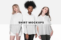 Editable shirts mockup psd template for basic youth/teen&rsquo;s/teenage apparel ad