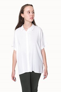Teenage girls in white shirts for youth basic fashion photoshoot