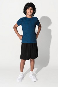 Blue basic t-shirt for boys&rsquo; teen&rsquo;s apparel studio shoot