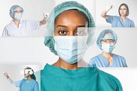 Medical worker in medical uniform working in virtual screen