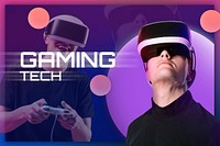 Man playing game technology with VR headset psd virtual reality experience