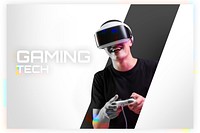 Man with VR headset mockup psd gaming technology