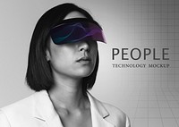 Woman wearing smart glasses mockup psd