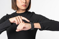 woman using smartwatch wearable gadgets