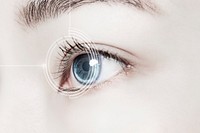 Biometric retina eye scan mockup psd identification technology