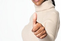 African american woman showing thumbs up