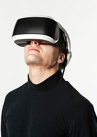 Man in virtual reality glasses smart technology