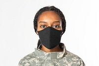 Female soldier wearing face mask in the new normal