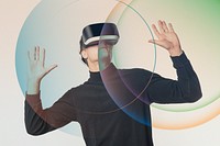 Man with VR headset psd mockup futuristic technology