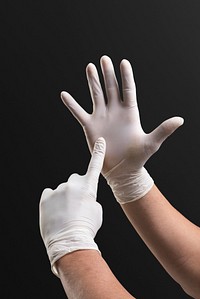 Medical gloves mockup psd human hands using invisible screen