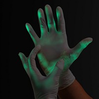 Hand holding gesture psd mockup on medical worker&rsquo;s hands
