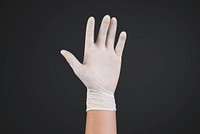 Medical gloves psd mockup human hands using invisible screen
