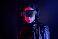 Female gamer with smart glasses gaming technology