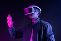 Gamer with VR headset entertainment technology
